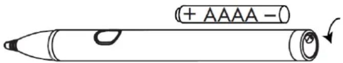 Motion Computing CL900 - Insertion de la pile du stylet - 1