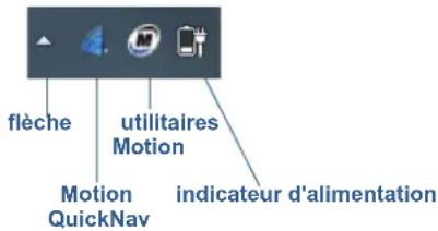Motion Computing CL910 - Accès aux outils Motion depuis la zone de notification Windows® - 1