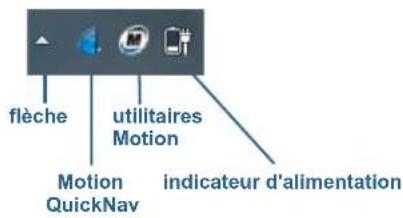 Motion Computing J3600 - Accès aux outils Motion depuis la zone de notification Windows® - 1