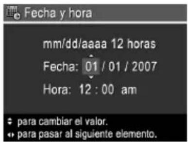 HP PhotoSmart M540 - Ajuste de la fecha y la hora - 1