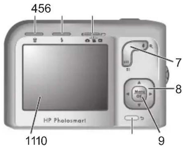 HP PhotoSmart M540 - Viste posteriore e dall'alto della fotocamera - 2