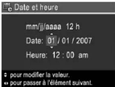 HP PhotoSmart MZ60 - Réglage de la date et de l'heure - 1