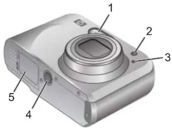 HP PhotoSmart MZ60 - Partes frontal, lateral e inferior da camera - 1