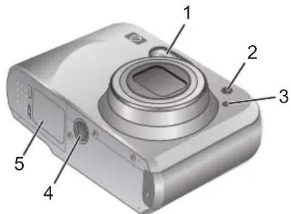 HP PhotoSmart MZ60 - Camera front, side, and bottom - 1