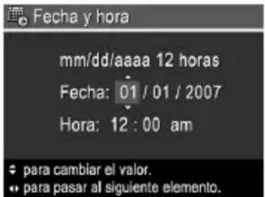 HP PhotoSmart R847 - Ajuste de la fecha y la hora - 1