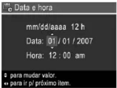 HP PhotoSmart R847 - Configurar data e hora - 1
