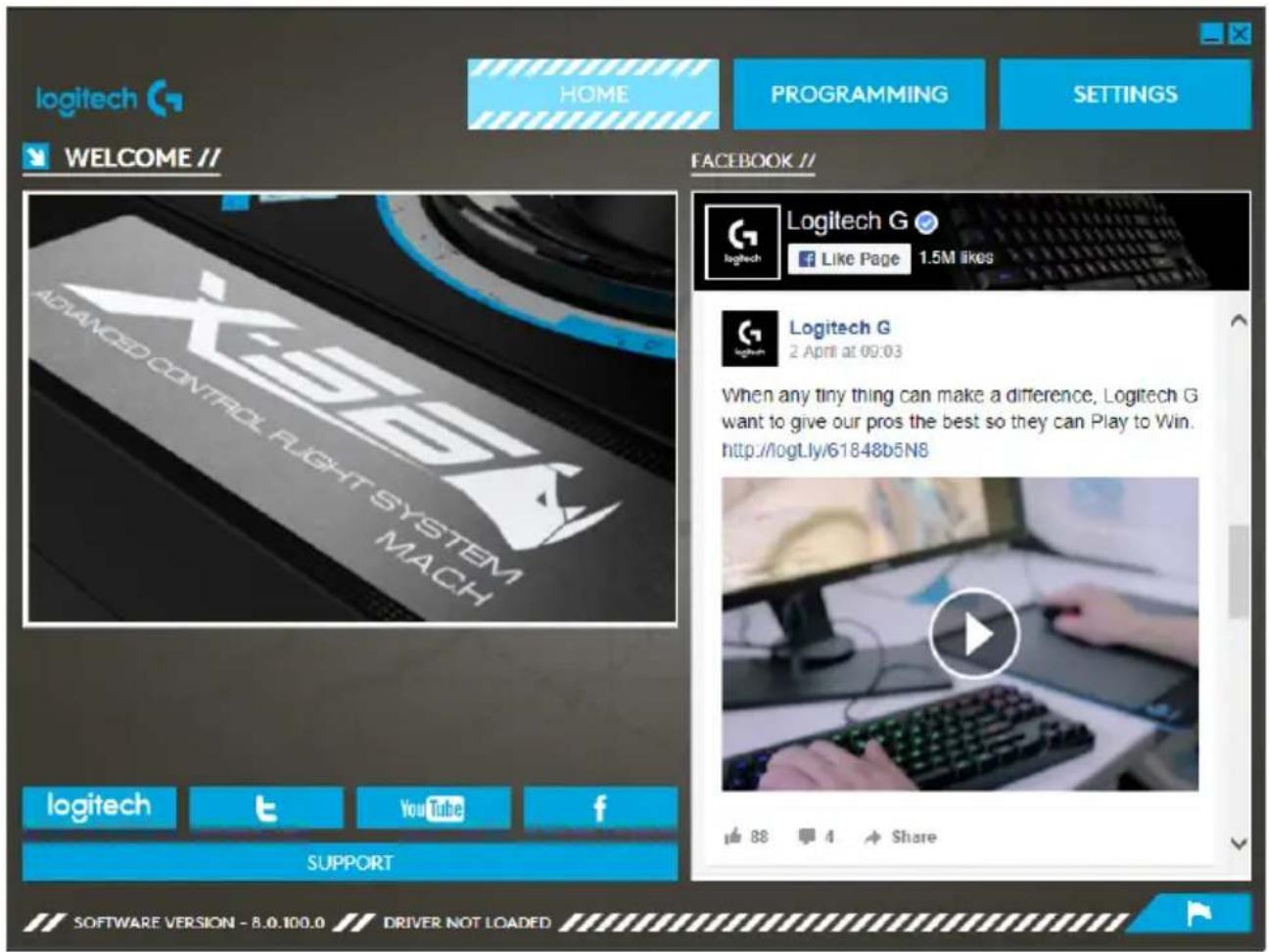 LOGITECH G X56 Hotas - ONGLET ACCUEIL - 1