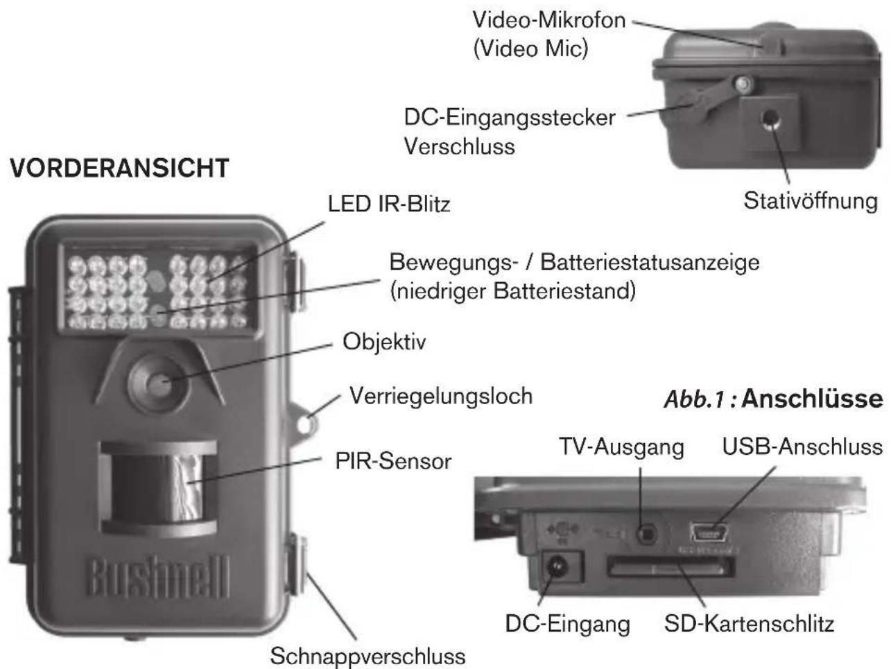 BUSHNELL Trophy Cam 119636 - INSTALLIEREN DER BATTERIEN UND SD-KARTE - 1