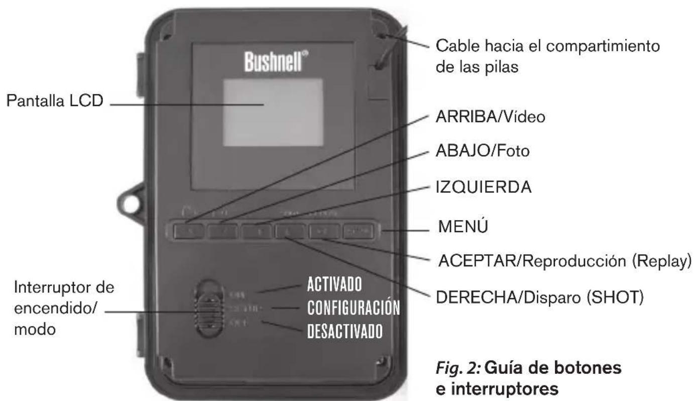 BUSHNELL Trophy Cam 119636 - INSTALLACION DE LAS PILAS Y LA TARJETA SD - 2