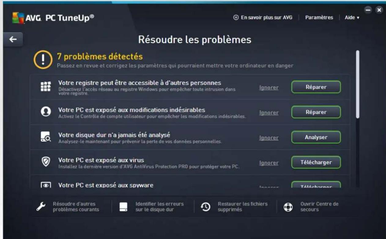 AVG PC TuneUp 2017 - Résoudre les problèmes - 1