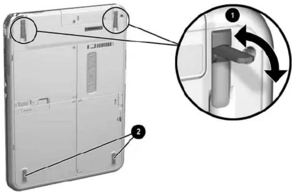 HP Compaq TC1100 - Face arrrière : pieds d'inclinaison et patins - 1