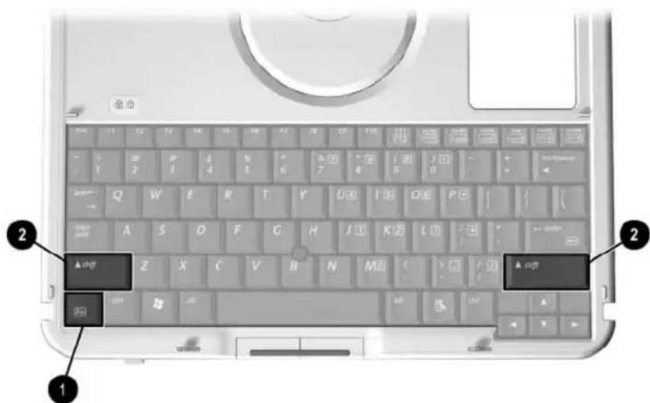 HP Compaq TC1100 - Basculement des touches du pavé numérique entre les fonctions standard et les fonctions du pavé numérique - 1