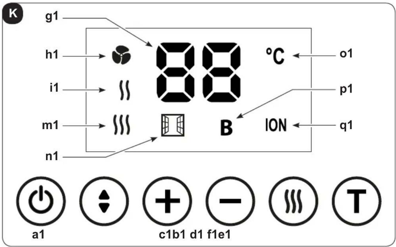 OLIMPIA SPLENDID Caldo Crystal - - Commandes sur l'appareil - 1