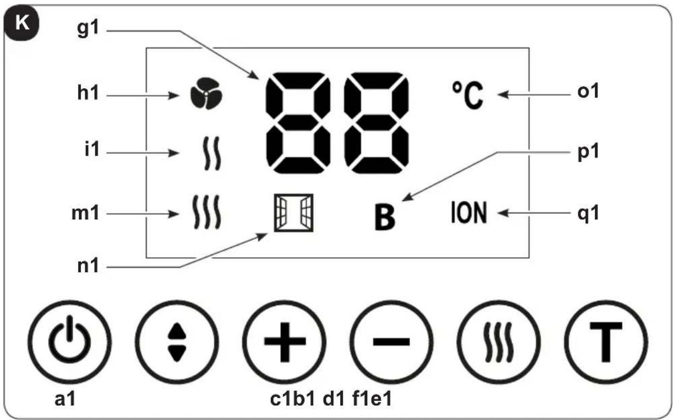 OLIMPIA SPLENDID Caldo Crystal - - Controls on the appliance - 1
