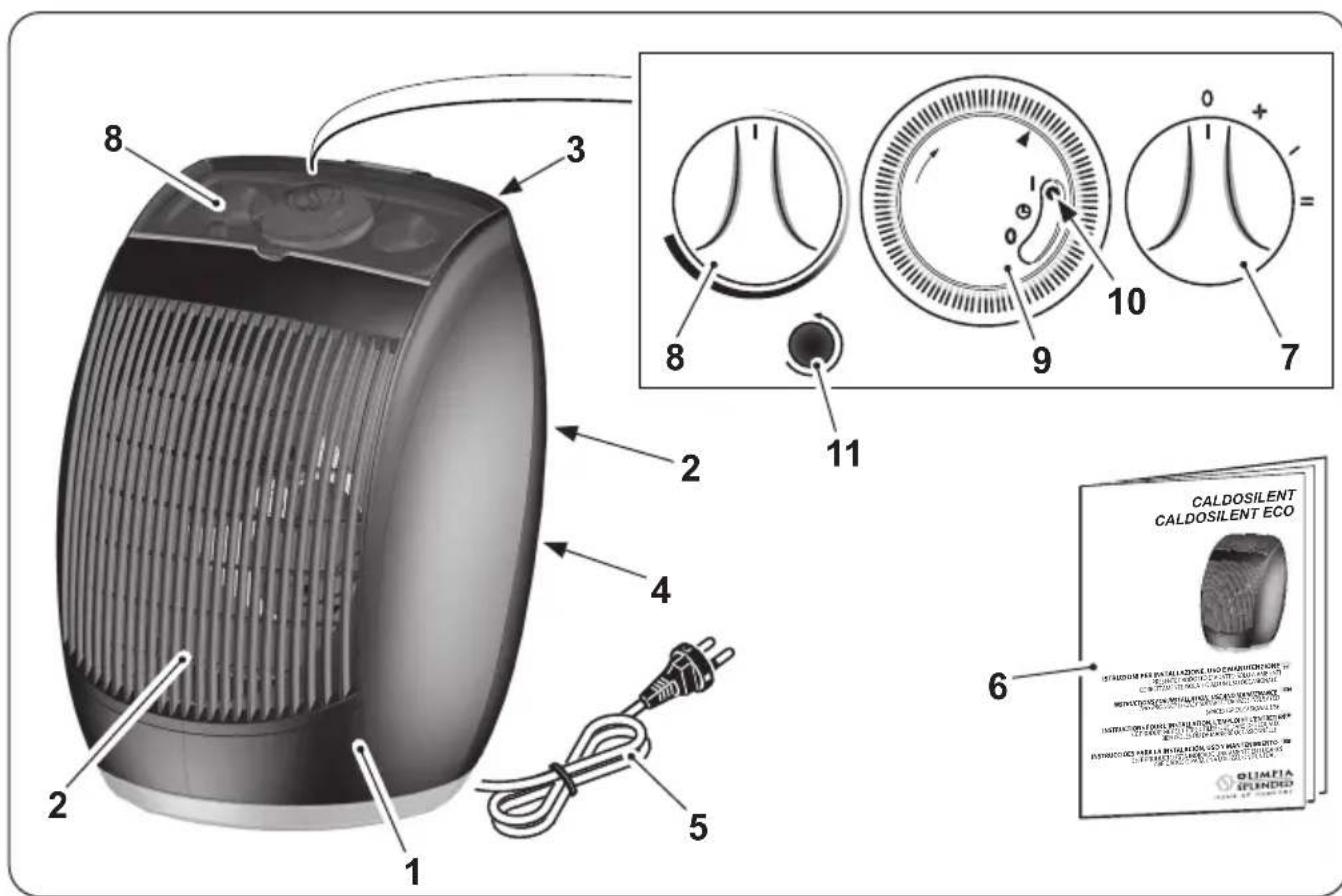 OLIMPIA SPLENDID Caldosilent - - DESCRIPTION DE L'APPAREIL ET COMMANDES - 1