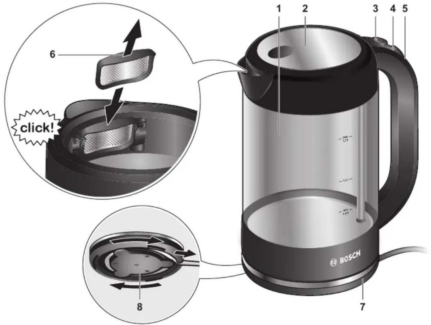 BOSCH TWK70B03 - Cordless electric kettle - 1