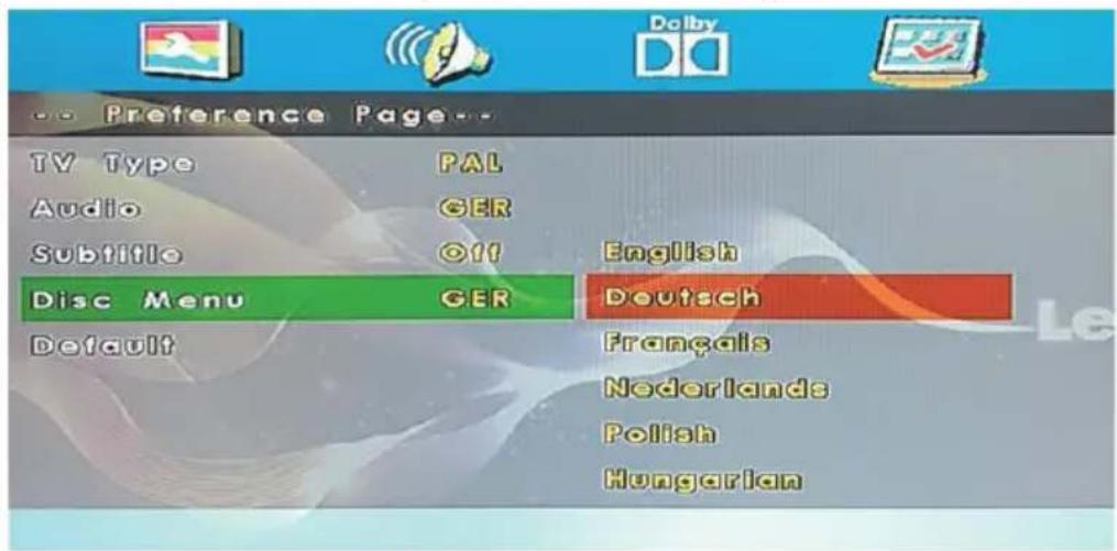 LENCO DVL2862 - Disc Menu (Menu del disco) - 1