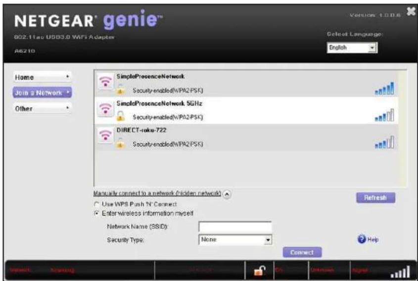 NETGEAR A6210 - Pour configurer manuellement la connexion à un réseau WiFi masqué : - 3