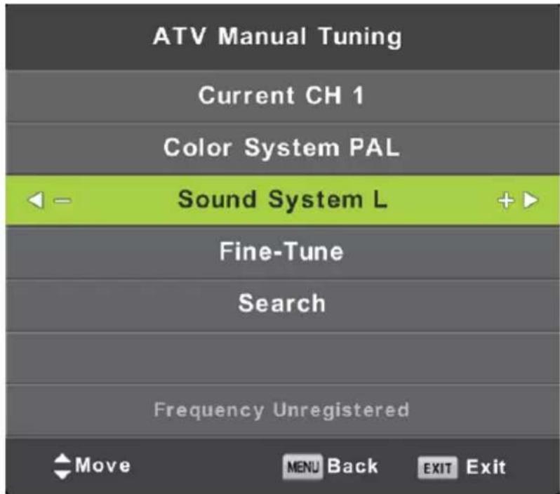 LENCO DVL1662 - ATV Manual Tuning (Sintonización manual de ATV) - 1