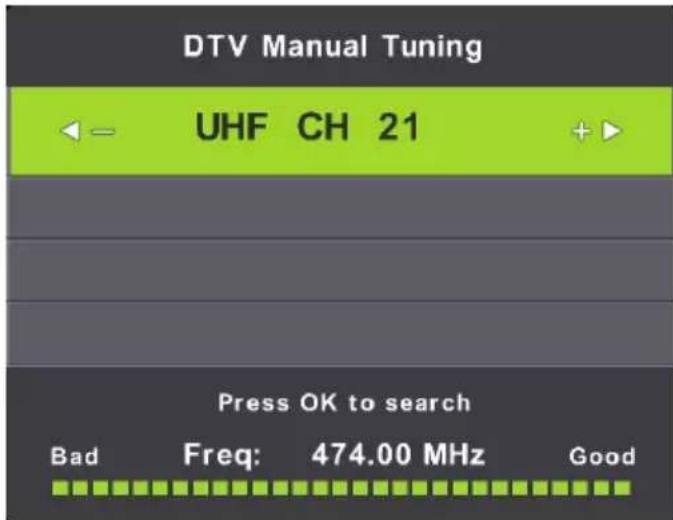 LENCO DVL1662 - DTV Manual Tuning (Manuelle DTV-Abstimmung) DVB-T Manual Tuning (Manuelle DVB-T-Abstimmung): - 1