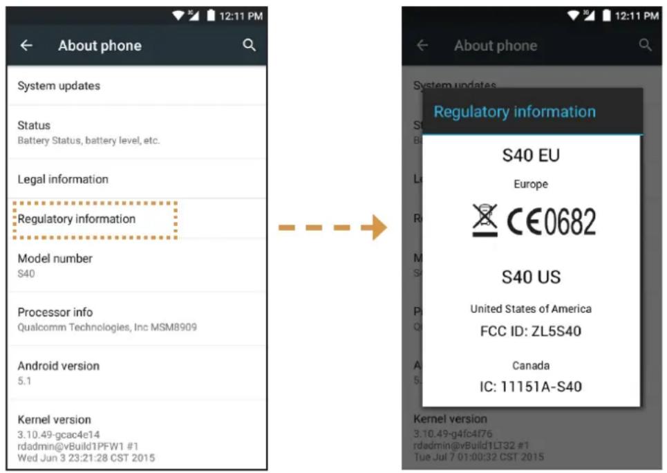 CAT S40 - Afficher l'E-label - 1