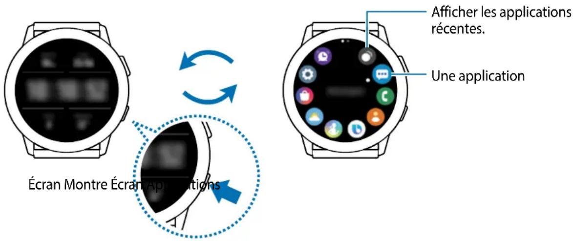 SAMSUNG Galaxy Watch Active 2 - Passer de l'écran Montre à l'écran Applications - 1