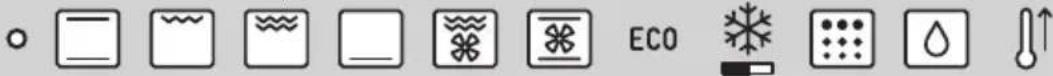 Row of icons representing environmental or ecological symbols including water, gas, and climate-related labels