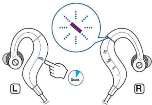 DENON AHC160W - Appuyez sur la touche d'appoint et maintenance-la enfoncée pendant environ 3 secondes lorsque le casque audio est en mode enregistrement d'appariement avec le périphérique Bluetooth. - 1