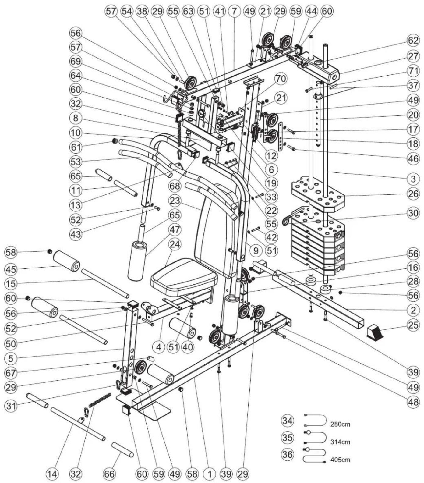 TUNTURI Home Gym HG10 - Diagrama de despiece - 1