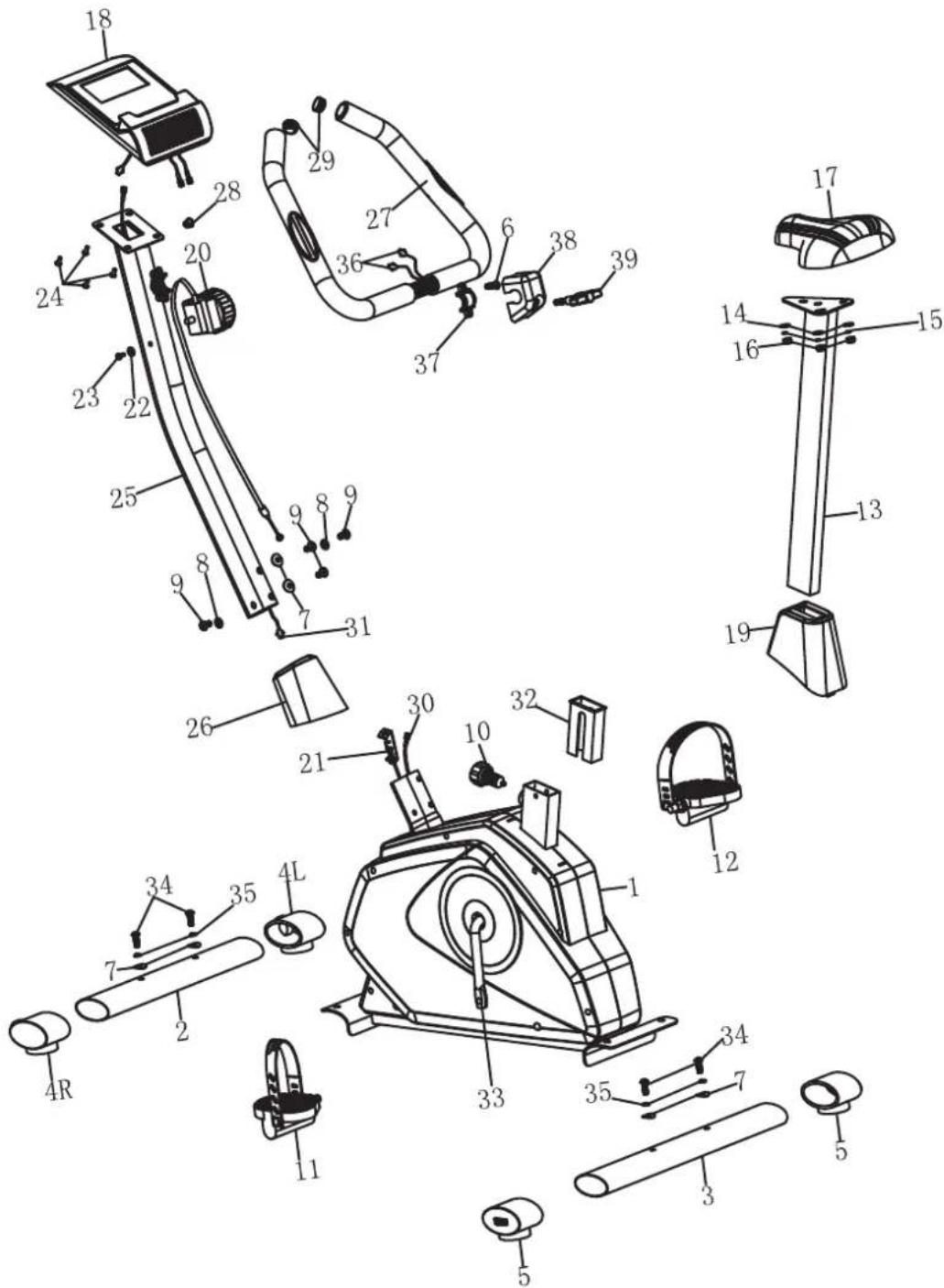TUNTURI Cardio Fit B35 - PARTS LIST - 1