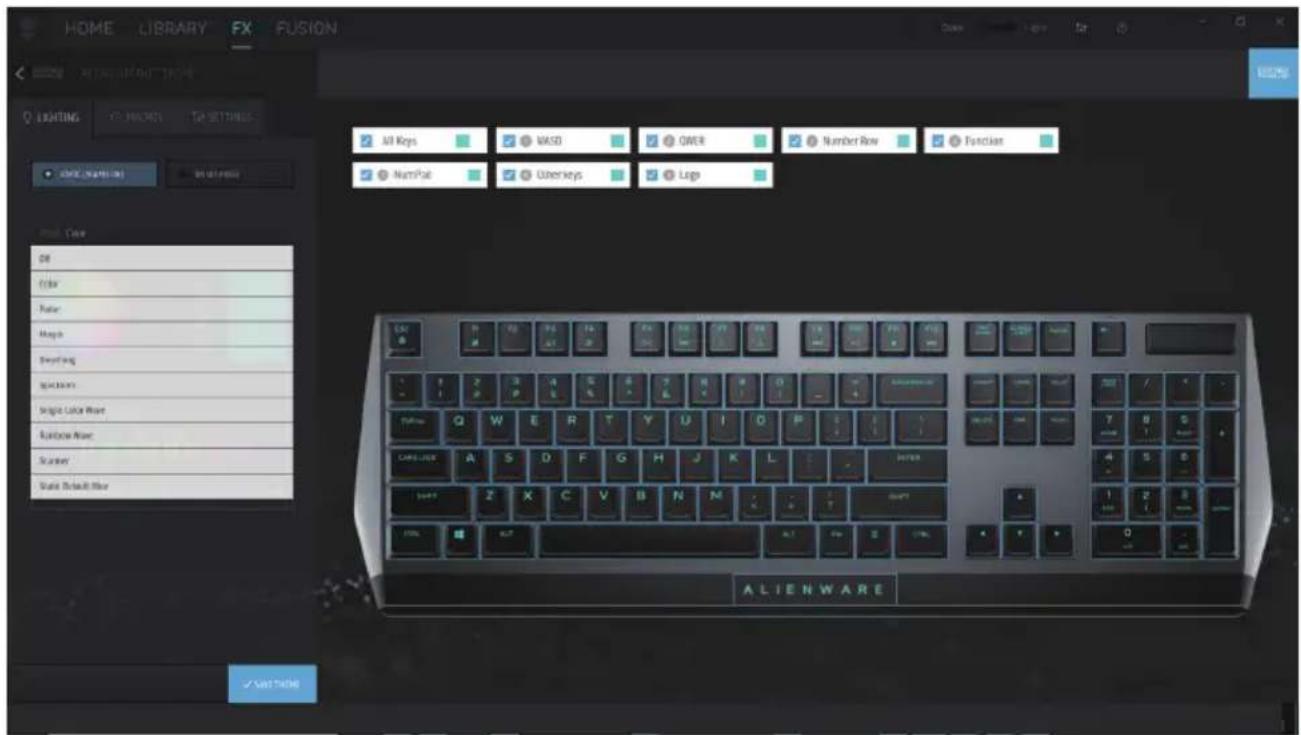 ALIENWARE AW510K - Réglage de l'éclairage et de l'animation sur AWCC - 1