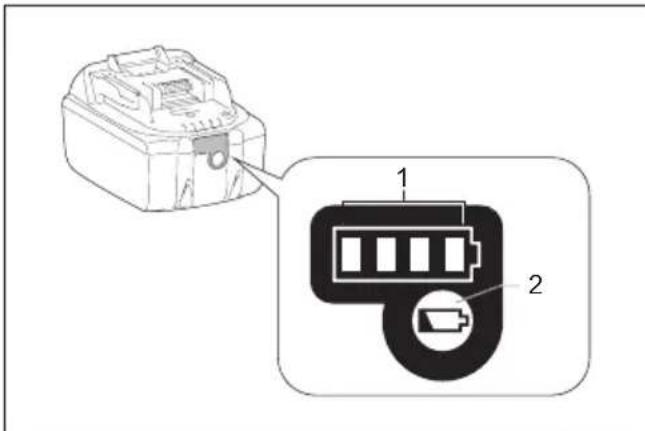MAKITA DMR112 - Indicating the remaining battery capacity - 1