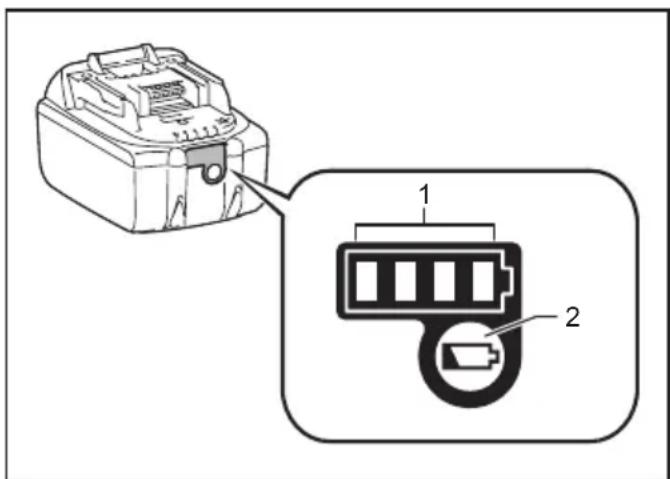 MAKITA DMR202 - Indicating the remaining battery capacity - 1