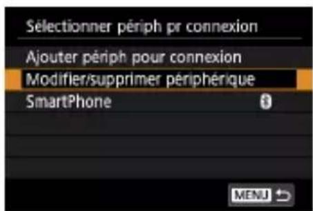 CANON PowerShot G7X Mark III - Modification ou suppression des réglages de connexion - 3