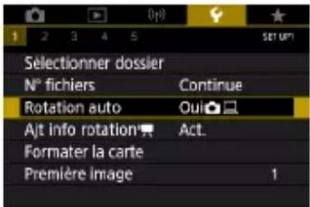CANON PowerShot G7X Mark III - Configuration de la rotation automatique des images verticales - 1