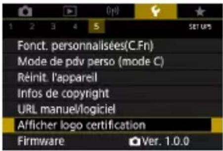 CANON PowerShot G7X Mark III - Affichage des logos de certification - 1