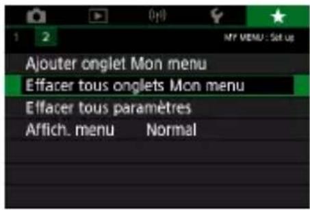 CANON PowerShot G7X Mark III - Suppression de tous les onglet Mon menu - 1