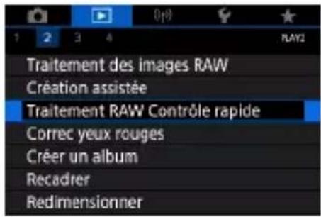 CANON PowerShot G7X Mark III - Activation du traitement RAW Contrôle rapide - 1