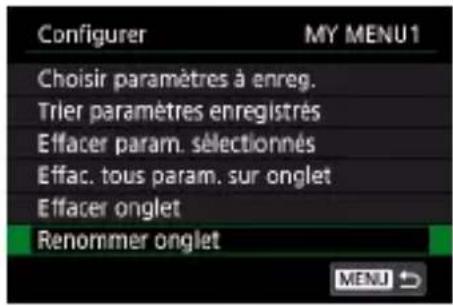 CANON PowerShot G7X Mark III - Renommage des onglets Mon menu - 1