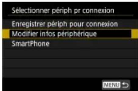 CANON PowerShot G5 X Mark II - Modification ou suppression des réglages de connexion - 3