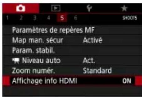 CANON PowerShot G5 X Mark II - Configuration de l'affichage des informations pour la sortie HDMI - 2