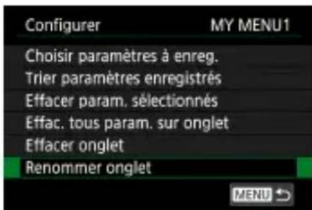 CANON PowerShot G5 X Mark II - Renommage des onglets Mon menu - 1