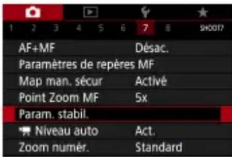 CANON PowerShot G5 X Mark II - Modification des réglages de l'option Mode Stabilisé - 1