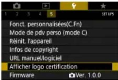 CANON PowerShot G5 X Mark II - Affichage des logos de certification - 1