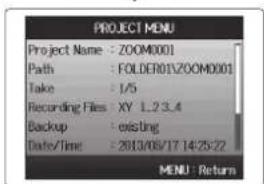 ZOOM H6 - Pressez Ⓑ MENU. - 3