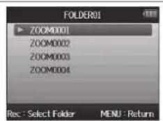 ZOOM H6 - Sélectionner le projet à lire dans la liste - 3
