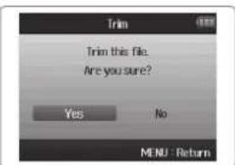 ZOOM H6 - Avec ↑↓|↓, sélectionnez « Yes » (oui) et pressez → |↓ pour recadrer le projet. - 1