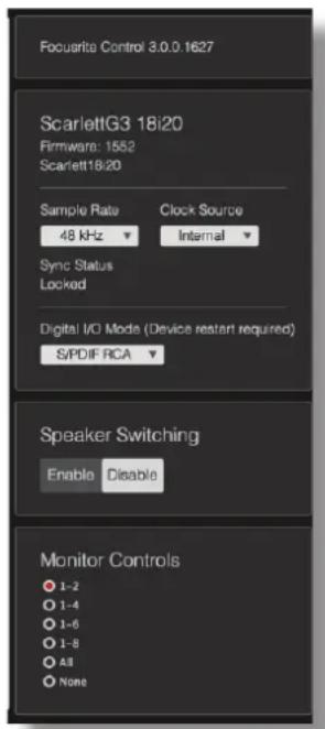 FOCUSRITE Scarlett 2i2 Studio - Paramètres de l'interface (Device Settings) - 1