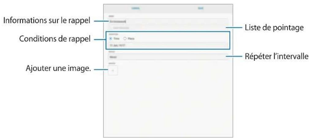 SAMSUNG Galaxy Tab A8 - Paramétrer les détails des rappels - 1