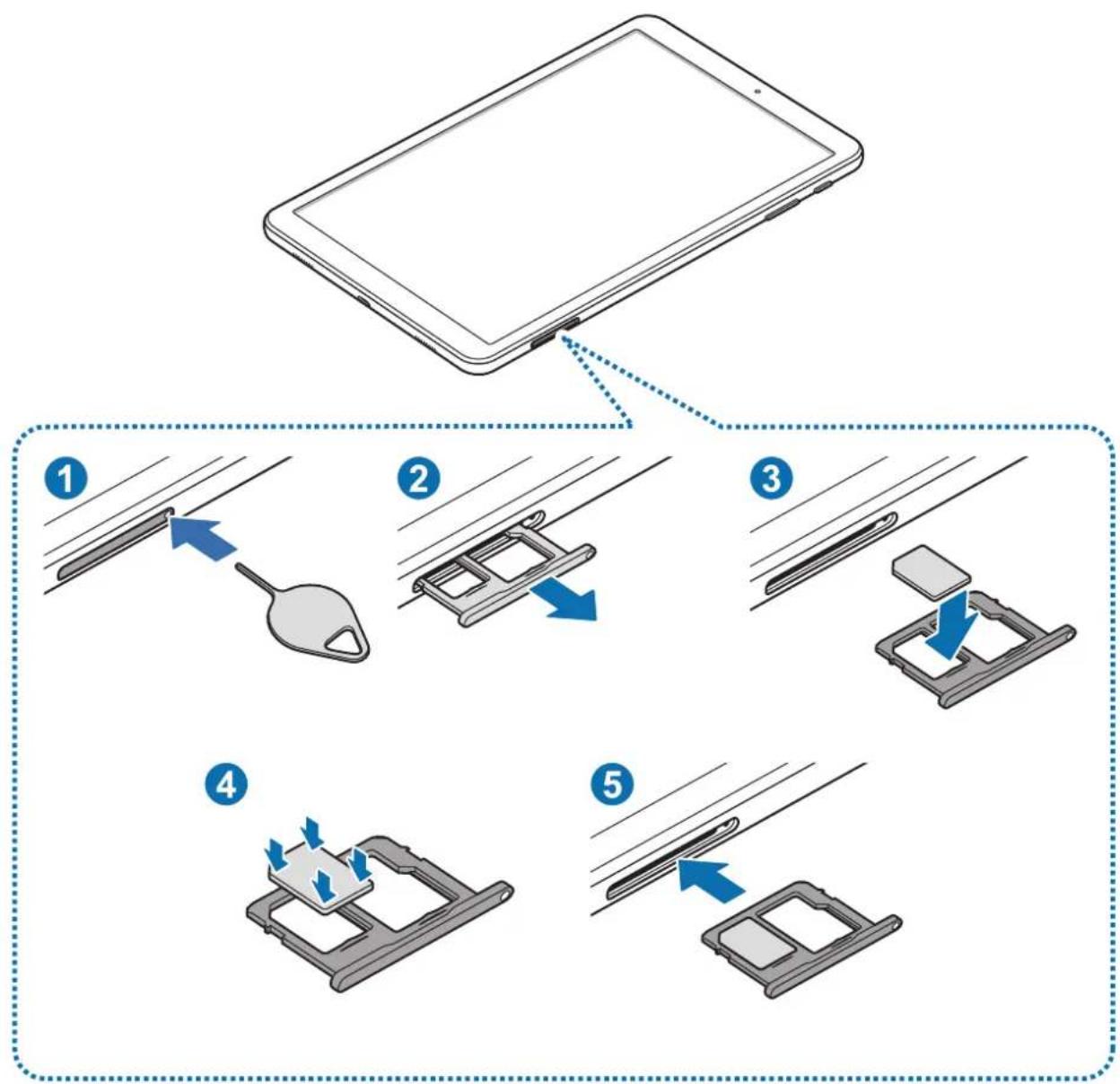 SAMSUNG Galaxy Tab A8 - Installer la carte SIM ou USIM - 3